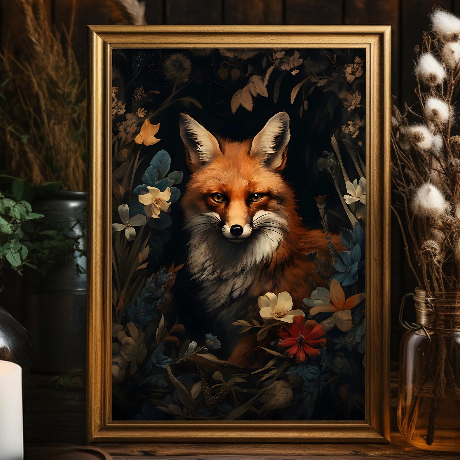 アート・デザイン・音楽 RED DATA ANIMALS 01-01 Amazon.com: Dark Academia Fox Canvas Wall Art William Morris